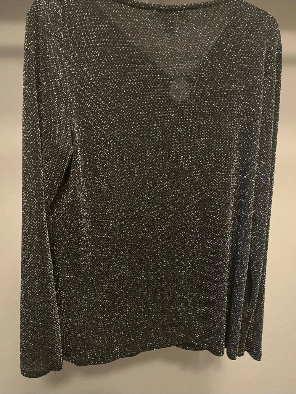 Michael Kors Black Sparkle Long Sleeve Top with Ring Detail